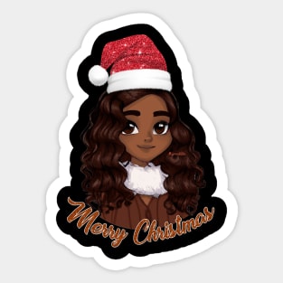 Black Girl Santa, Black Mrs Santa Claus, African American Santa, Merry Christmas Sticker